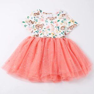 Boutique Easter Bunny Rabbit Chick Girls Short Sleeve Tutu Dress